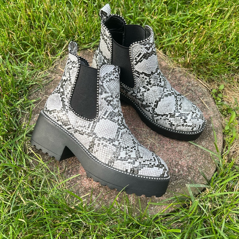 Snake Print Chelsea Booties